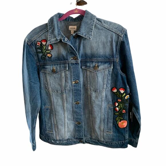 Sneak Peek Jackets & Blazers - Sneak peak jean jacket. Size medium Embroidered